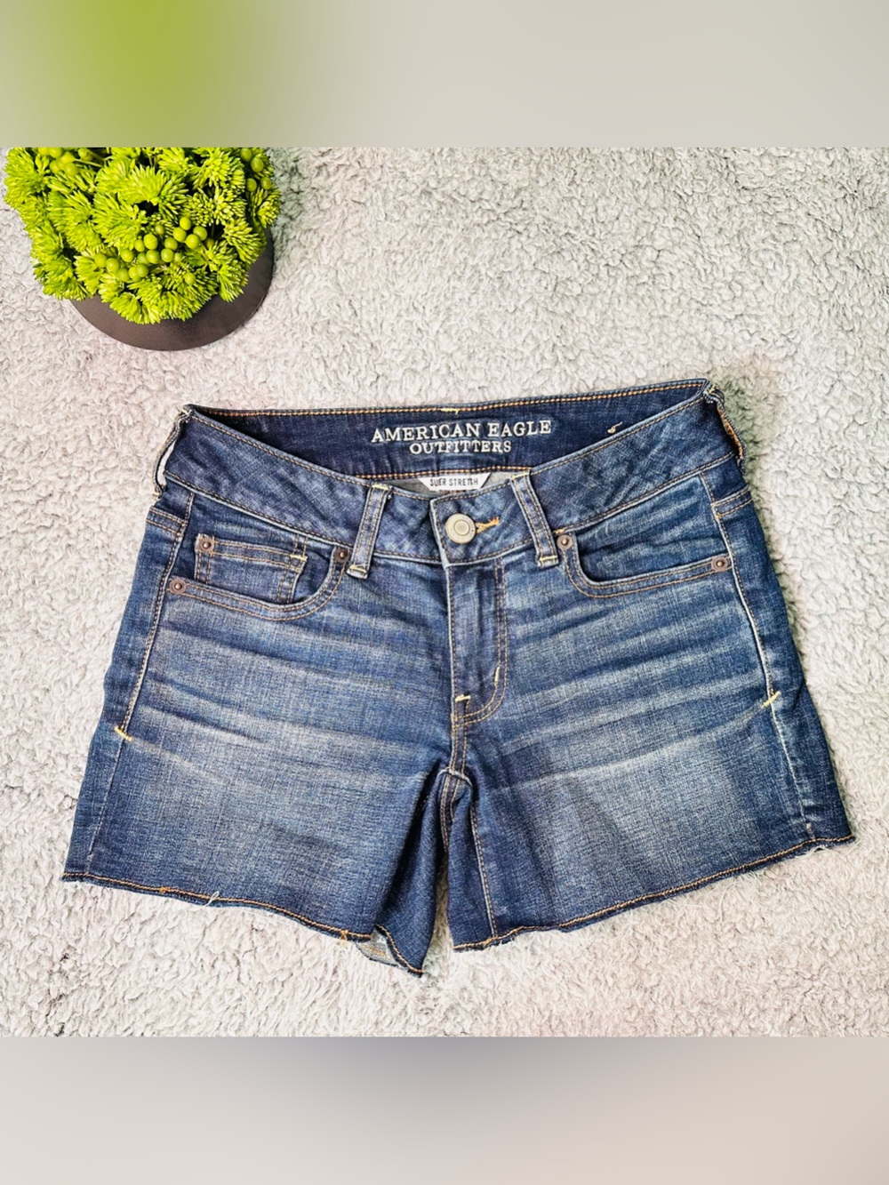 💙✨ American Eagle Y2K Low Rise Denim Shorts Medium Wash Festival Jean Shorts